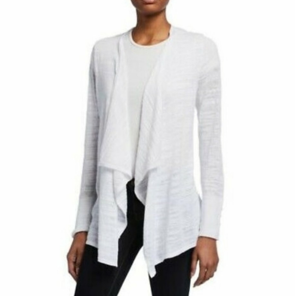 NEW Michael Kor White Draped Waterfall Front Lightweight Cardigan
